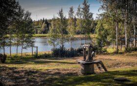 Water well in rural scene, Lulea, Sweden