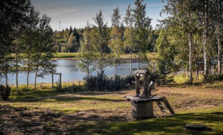 Water well in rural scene, Lulea, Sweden