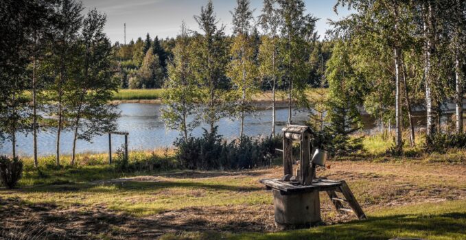 Water well in rural scene, Lulea, Sweden